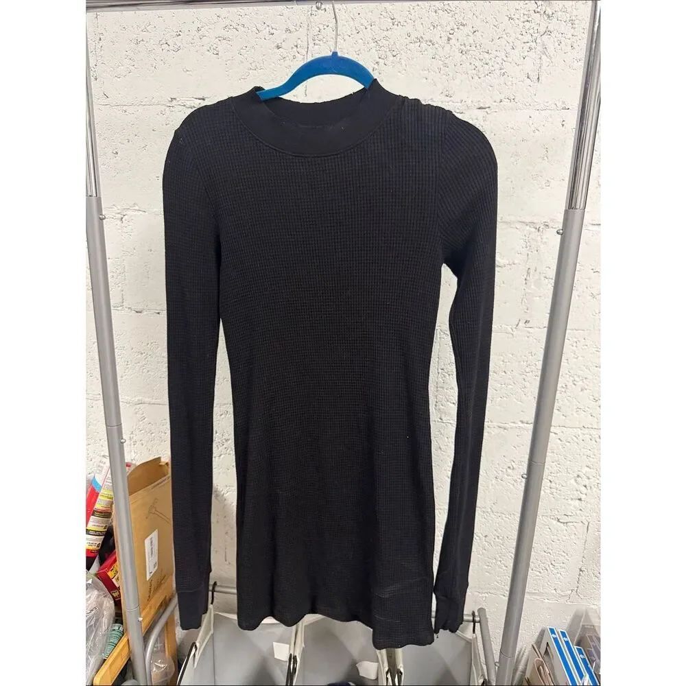 Black Long-Sleeve Waffle Knit Dress - COTTON CITIZEN - Like New - Size XS